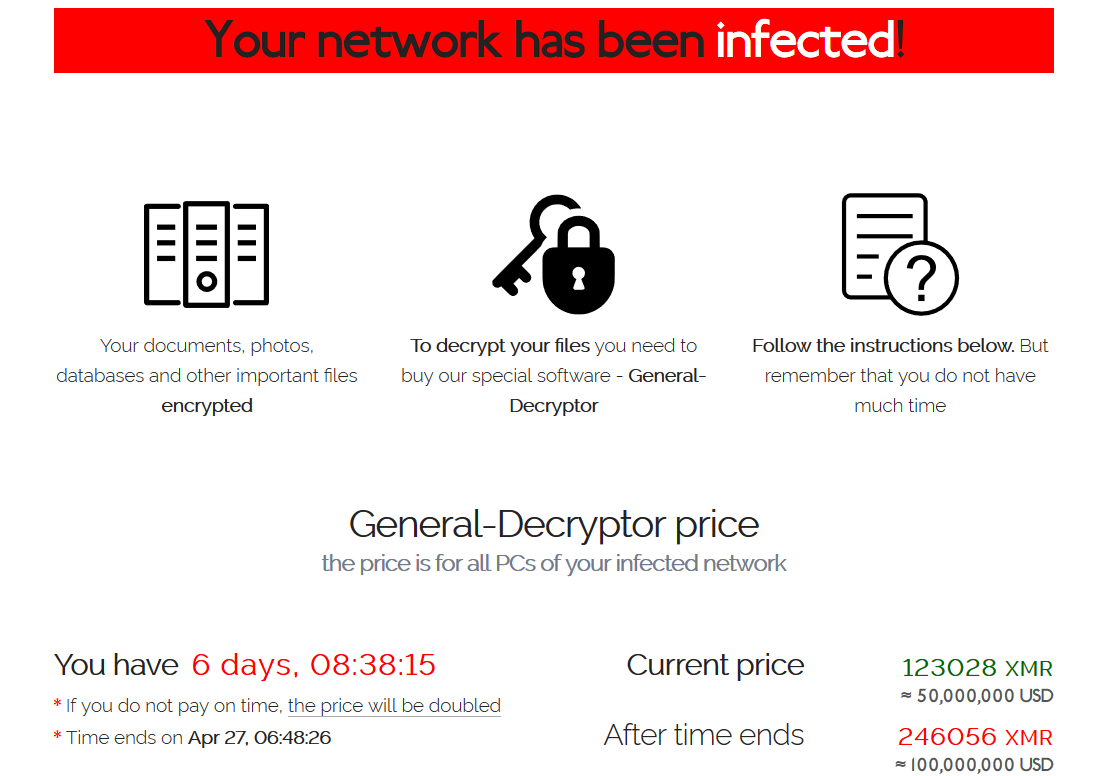 Screenshot with value and payment information, left by REvil ransomware on Quanta Computer machines. Photo: Bleeping Computer.